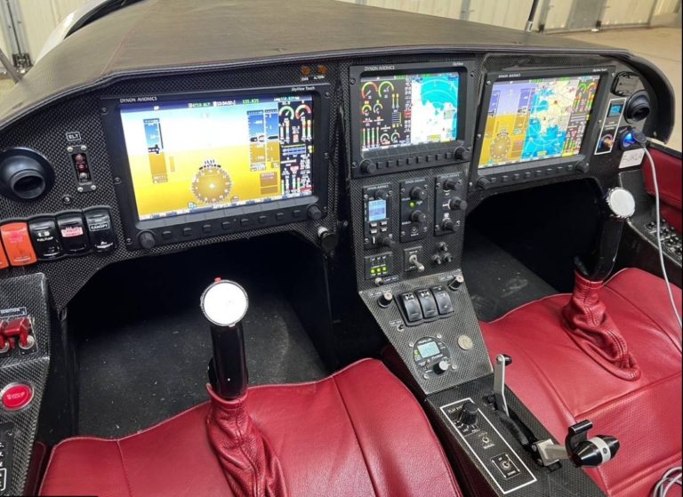 Aircraft cockpit with advanced digital avionics.