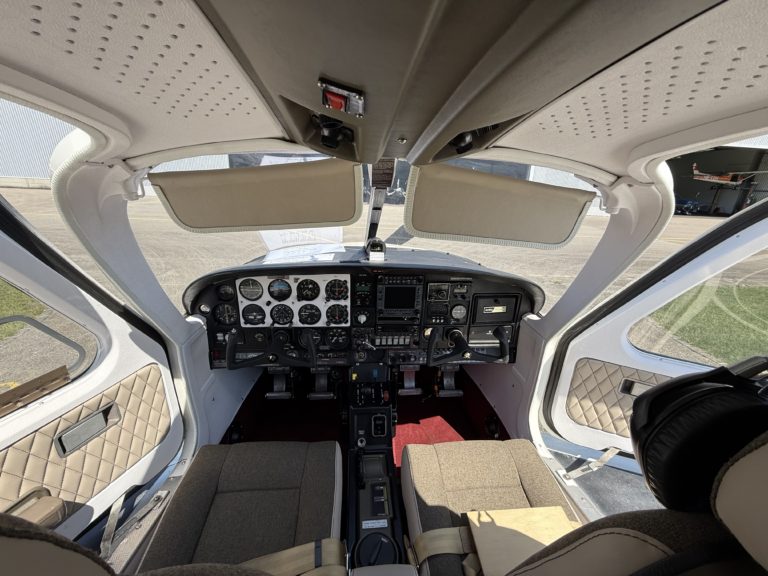 Light aircraft cockpit interior view