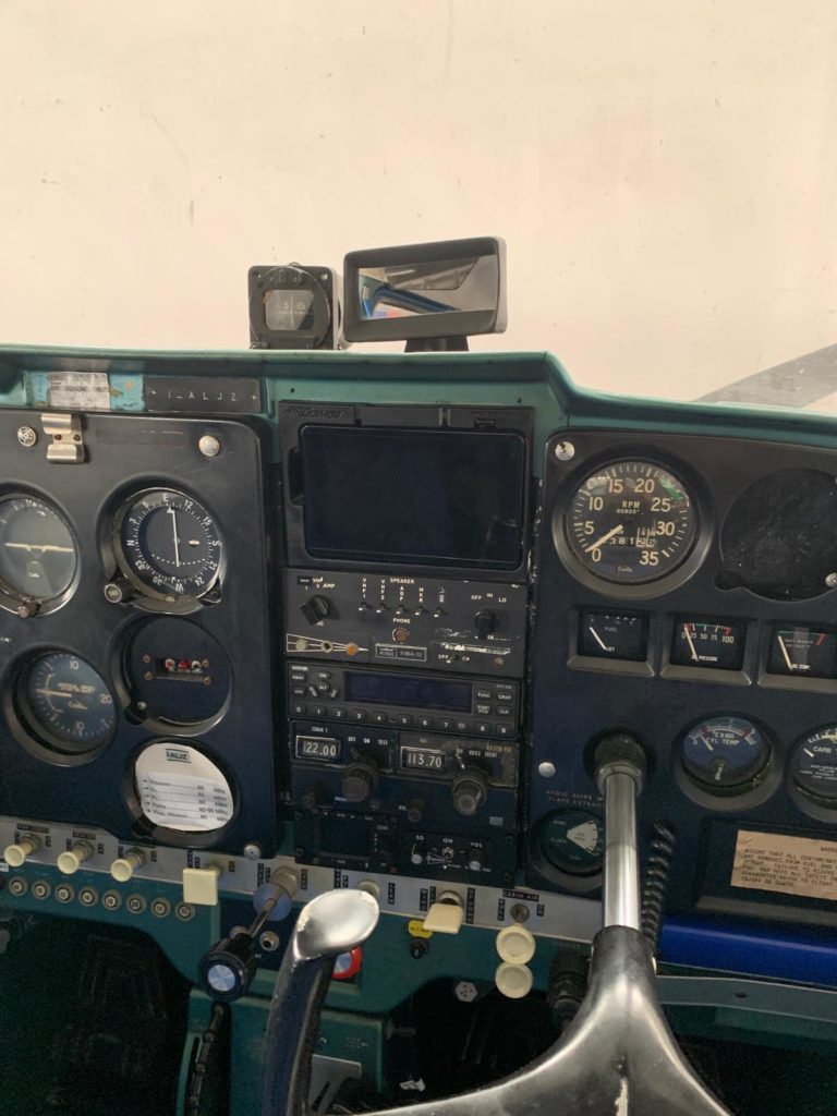Vintage airplane cockpit instruments and controls